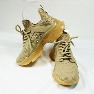 NWOT! Steve Madden Women's (7.5M) Ganzo-R Sneakers Beige Rhinestone